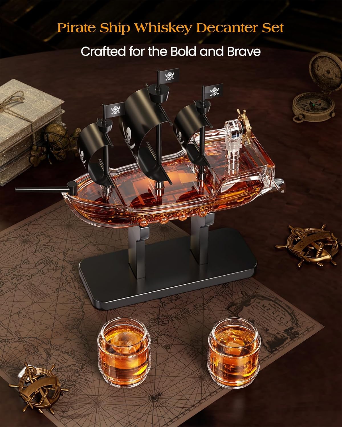 Kollea Pirate Ship Whiskey Decanter Set